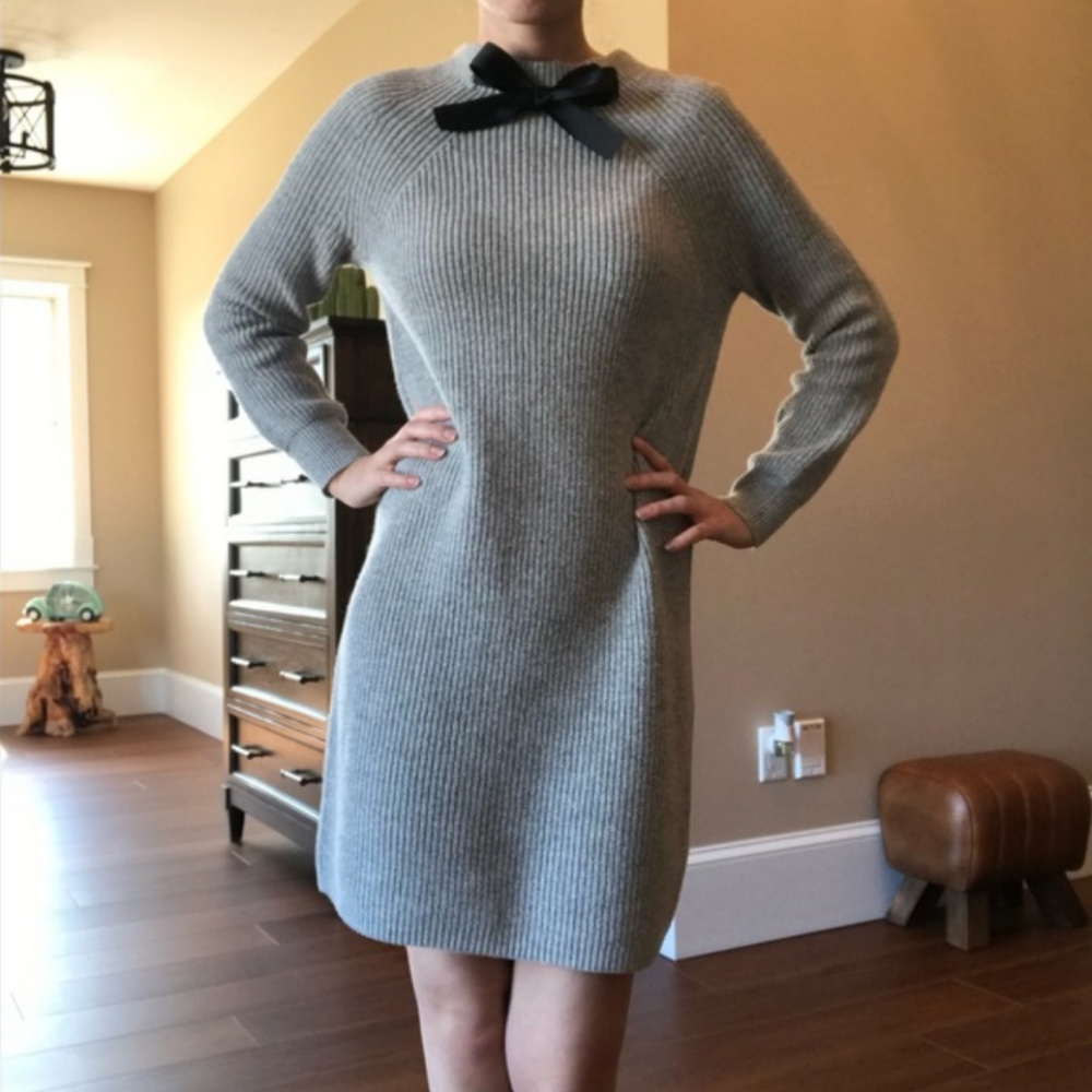 NWT J.Crew Mercantile Wool Sweater/Dress with Bow - Picture 2 of 4